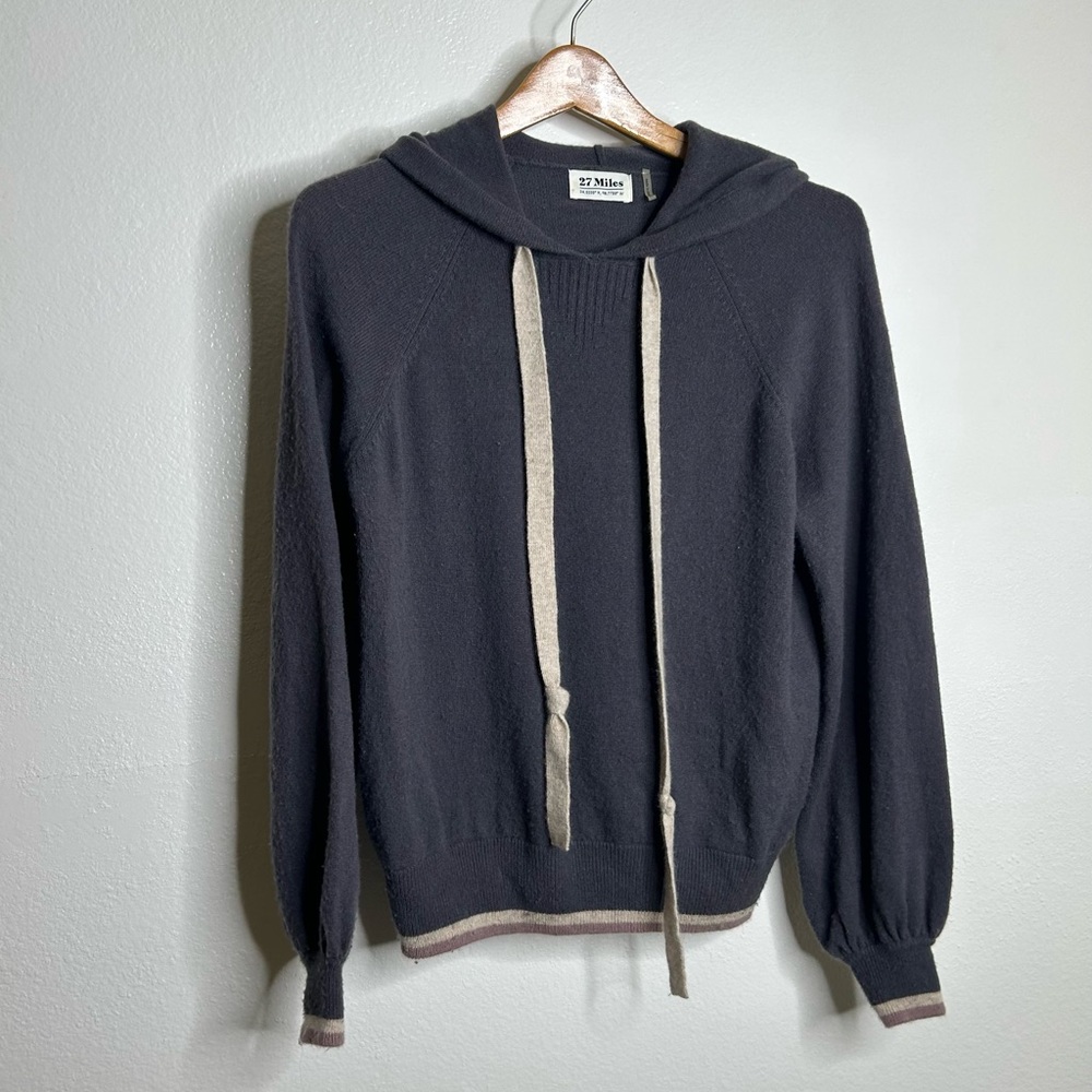 27 Miles 100% Cashmere Oversized Hooded Knit Sweatshirt Sweater Size XS